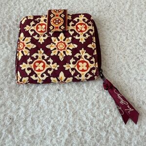 Vera Bradley Vintage Maroon and Yellow Patterned Wallet